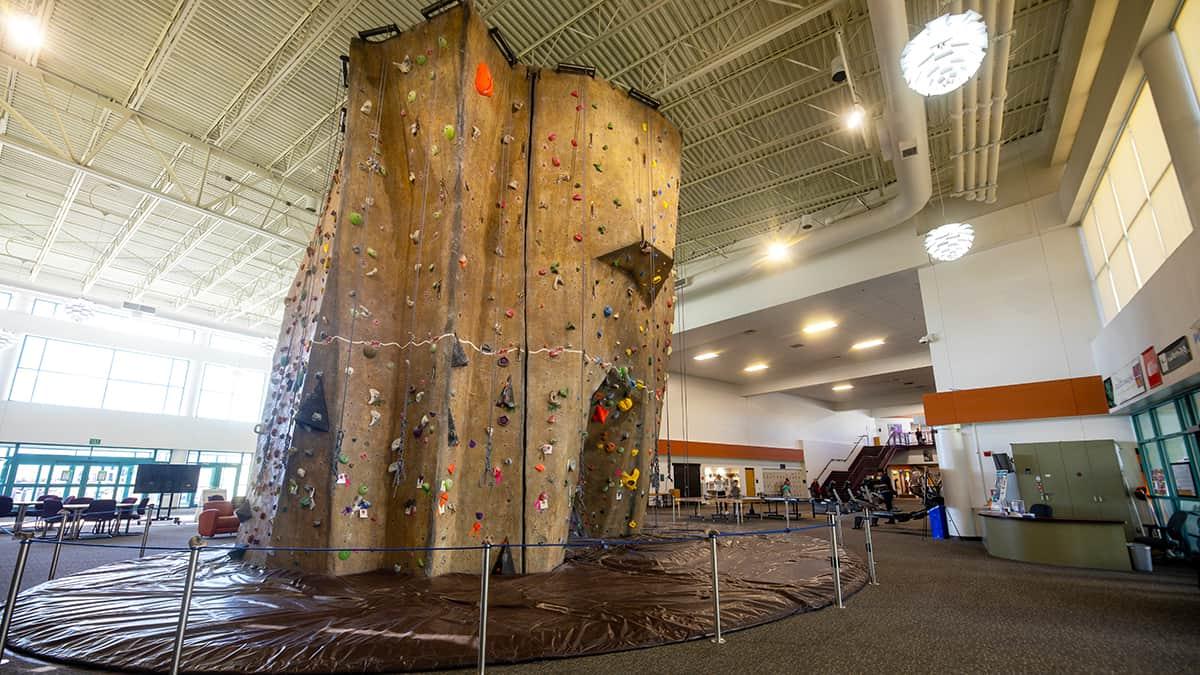 Climbing wall at the Health and Human Performance Center.